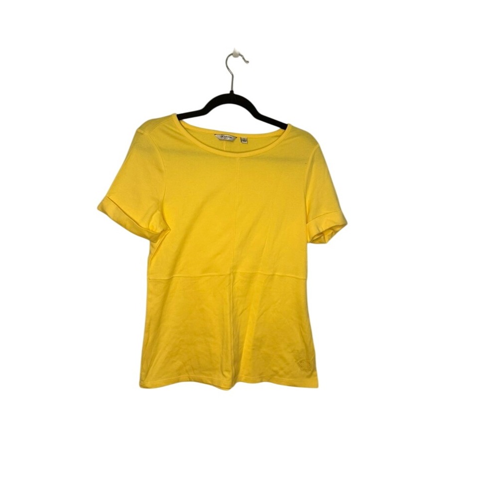 Liz Claiborne Yellow Short Sleeve Top Casual Cotton Comfort Womens S